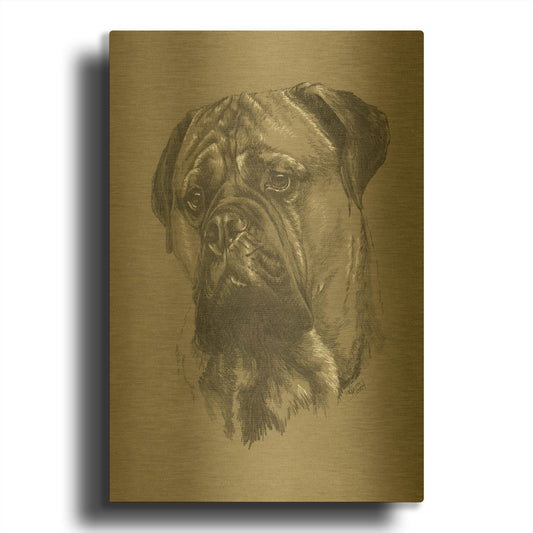'Bull Mastiff' By Barbara Keith Gold Metal Wall Art