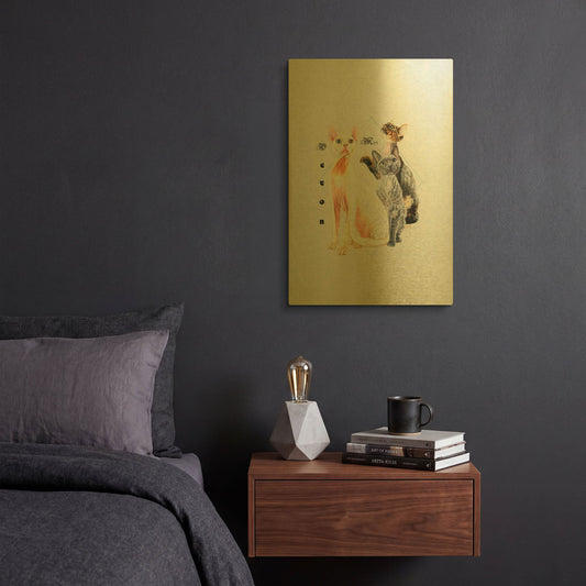 'Devon Rex' By Barbara Keith Gold Metal Wall Art