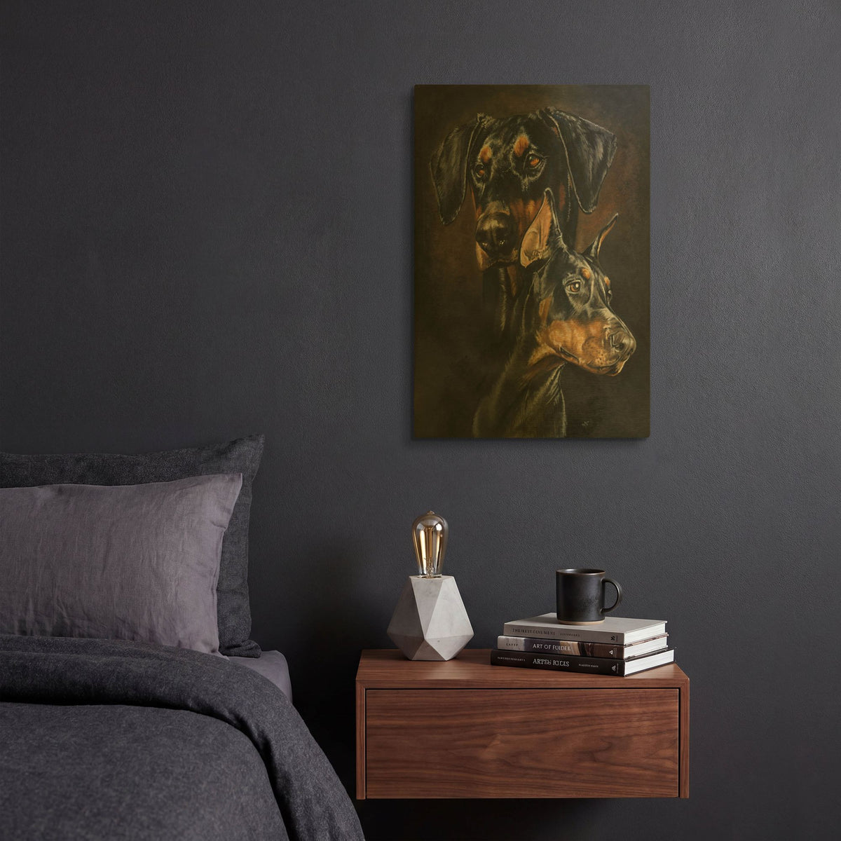 'Doberman Pinscher 2' By Barbara Keith Gold Metal Wall Art