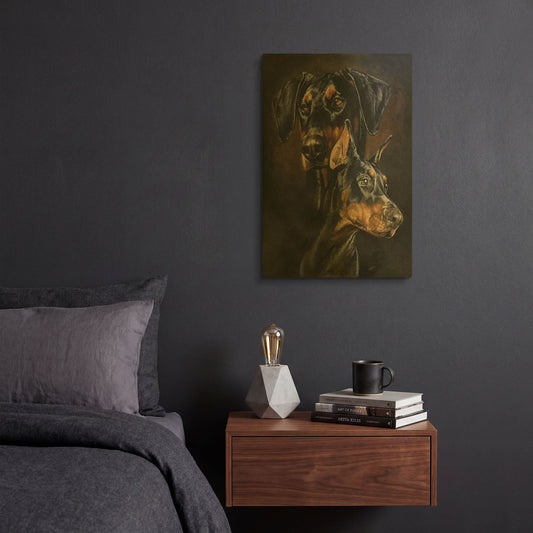 'Doberman Pinscher 2' By Barbara Keith Gold Metal Wall Art
