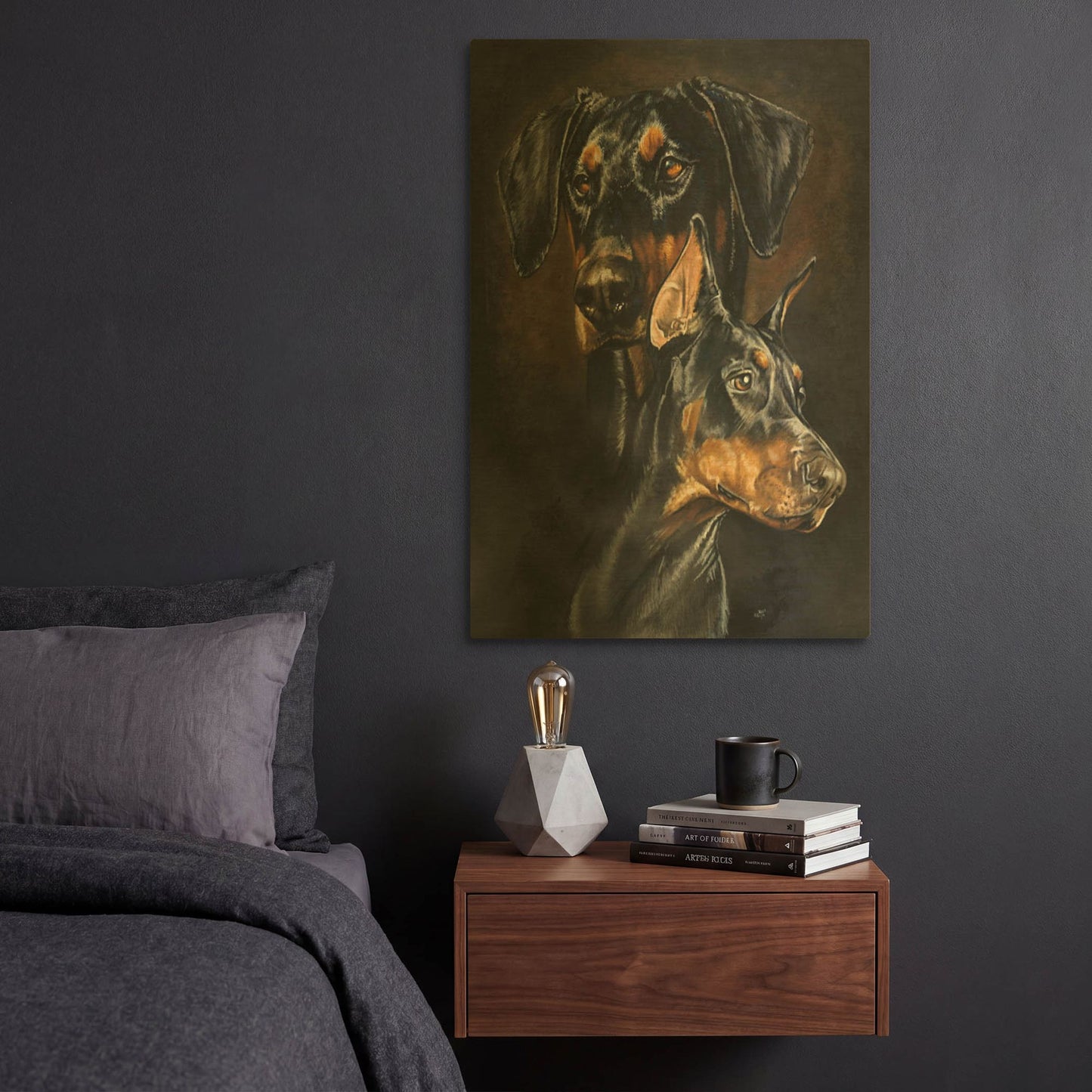 'Doberman Pinscher 2' By Barbara Keith Gold Metal Wall Art