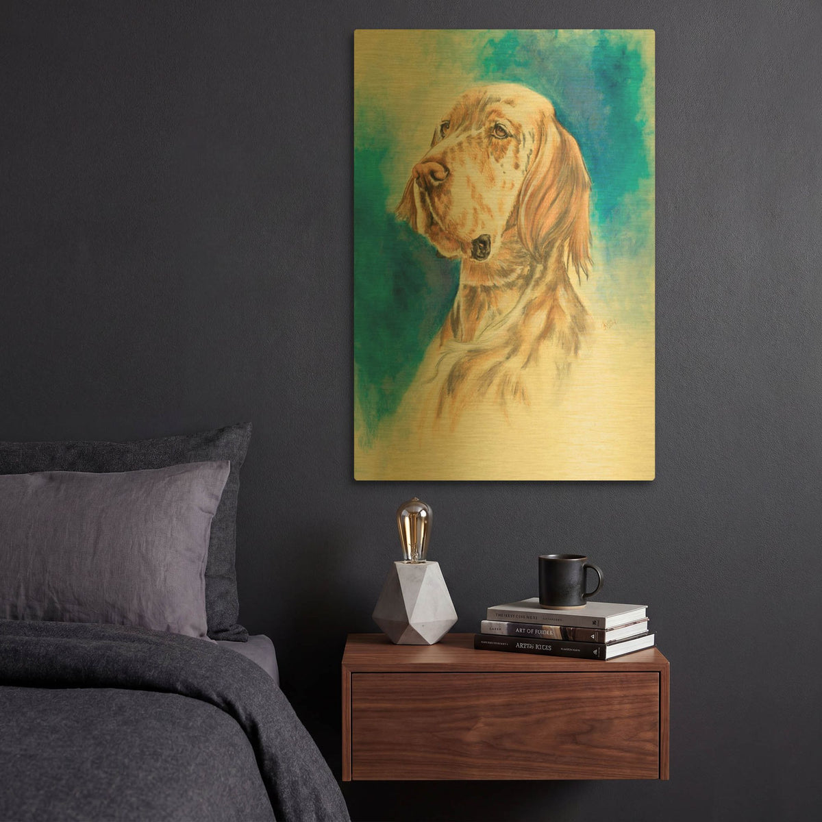 'English Setter' By Barbara Keith Gold Metal Wall Art