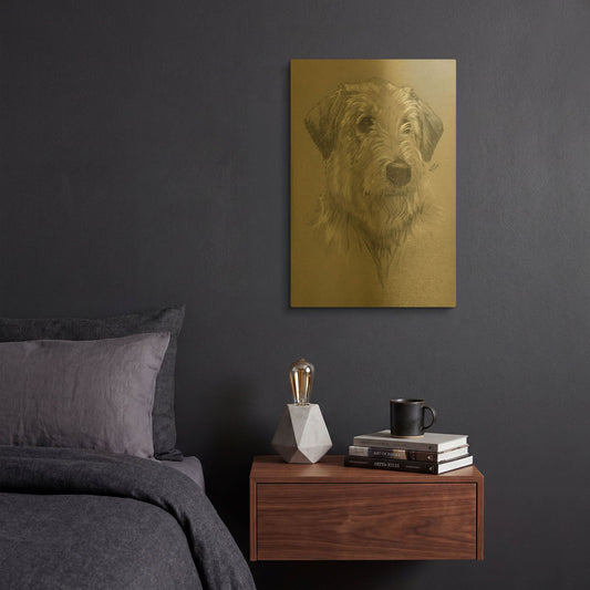 'Irish Wolfhound' By Barbara Keith Gold Metal Wall Art