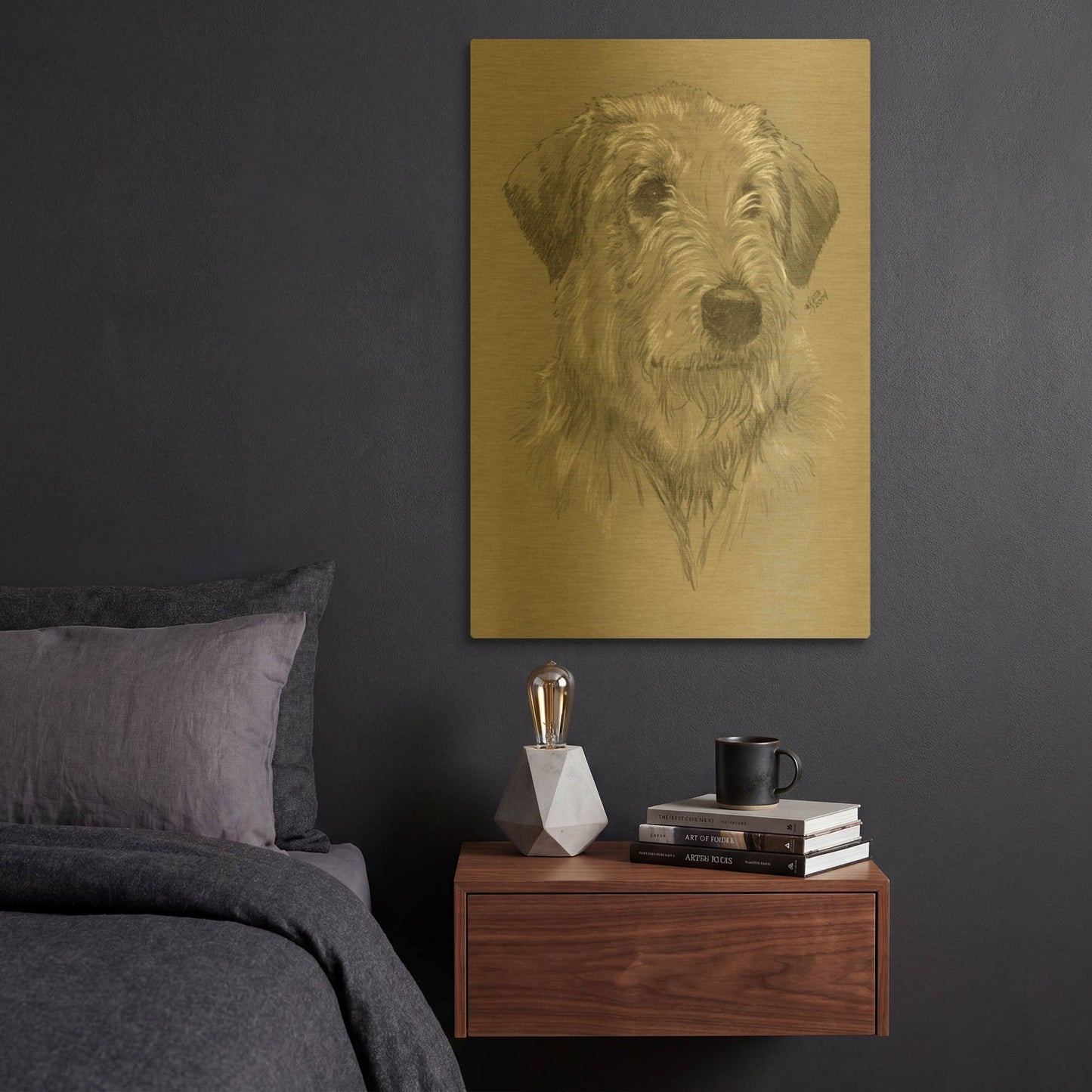 'Irish Wolfhound' By Barbara Keith Gold Metal Wall Art