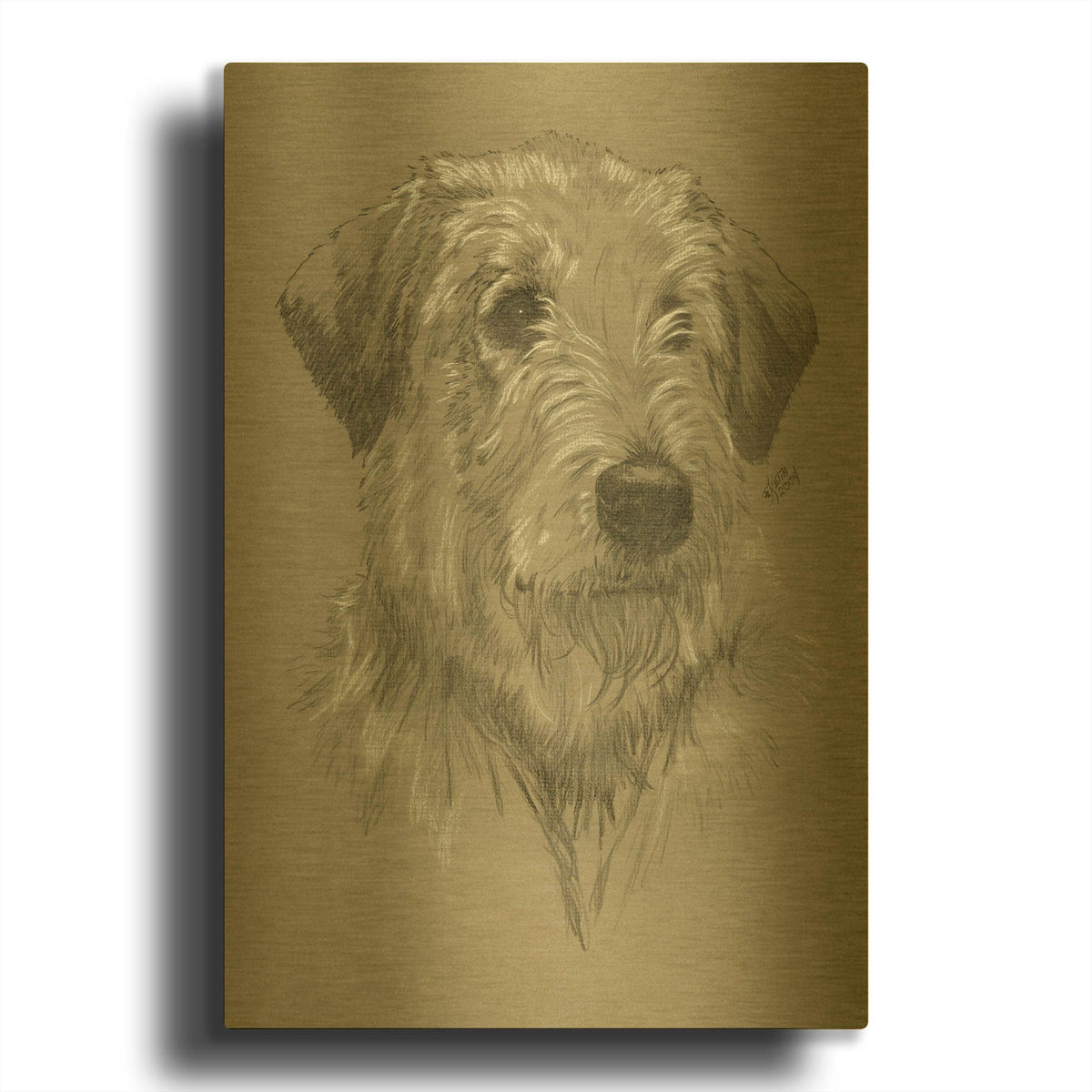 'Irish Wolfhound' By Barbara Keith Gold Metal Wall Art