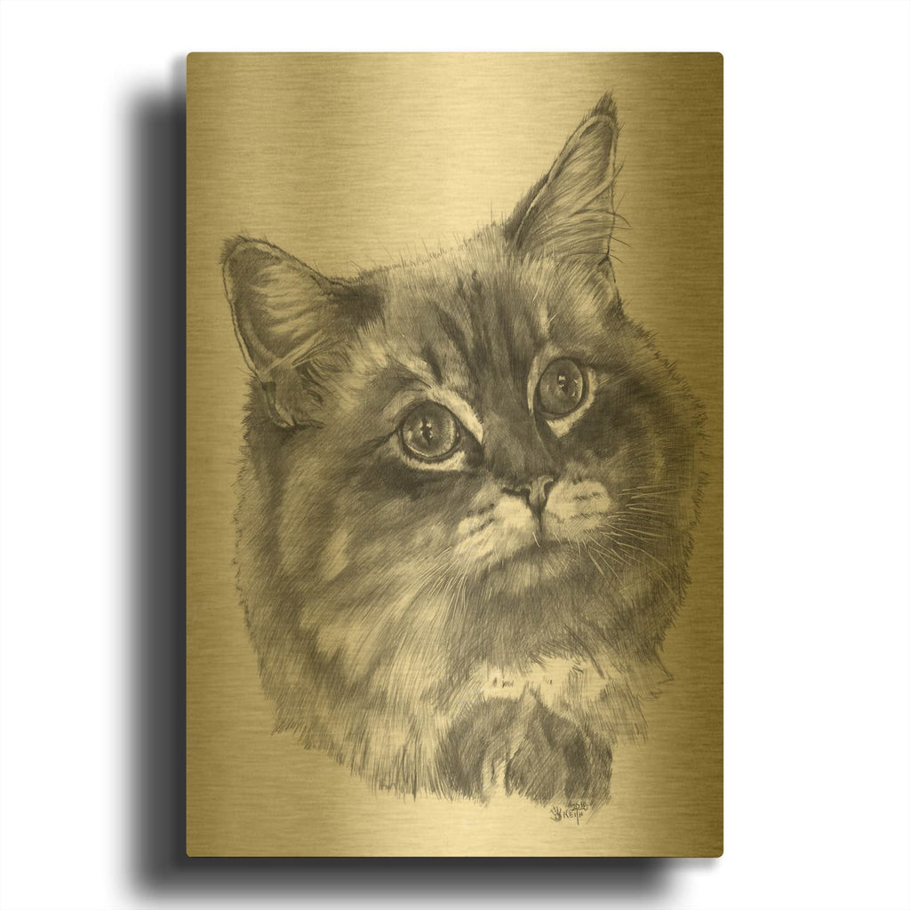 'Kitty' By Barbara Keith Gold Metal Wall Art