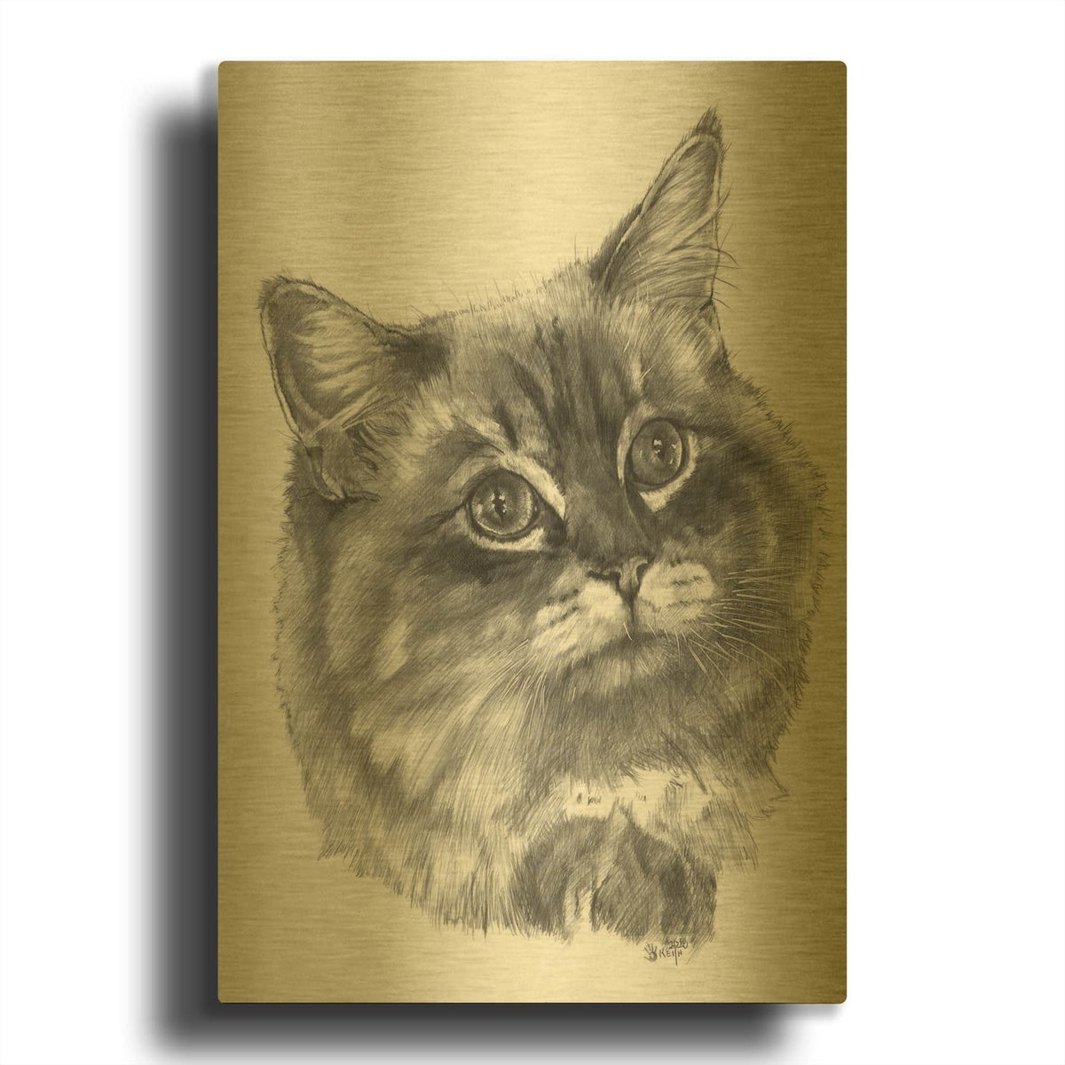 'Kitty' By Barbara Keith Gold Metal Wall Art
