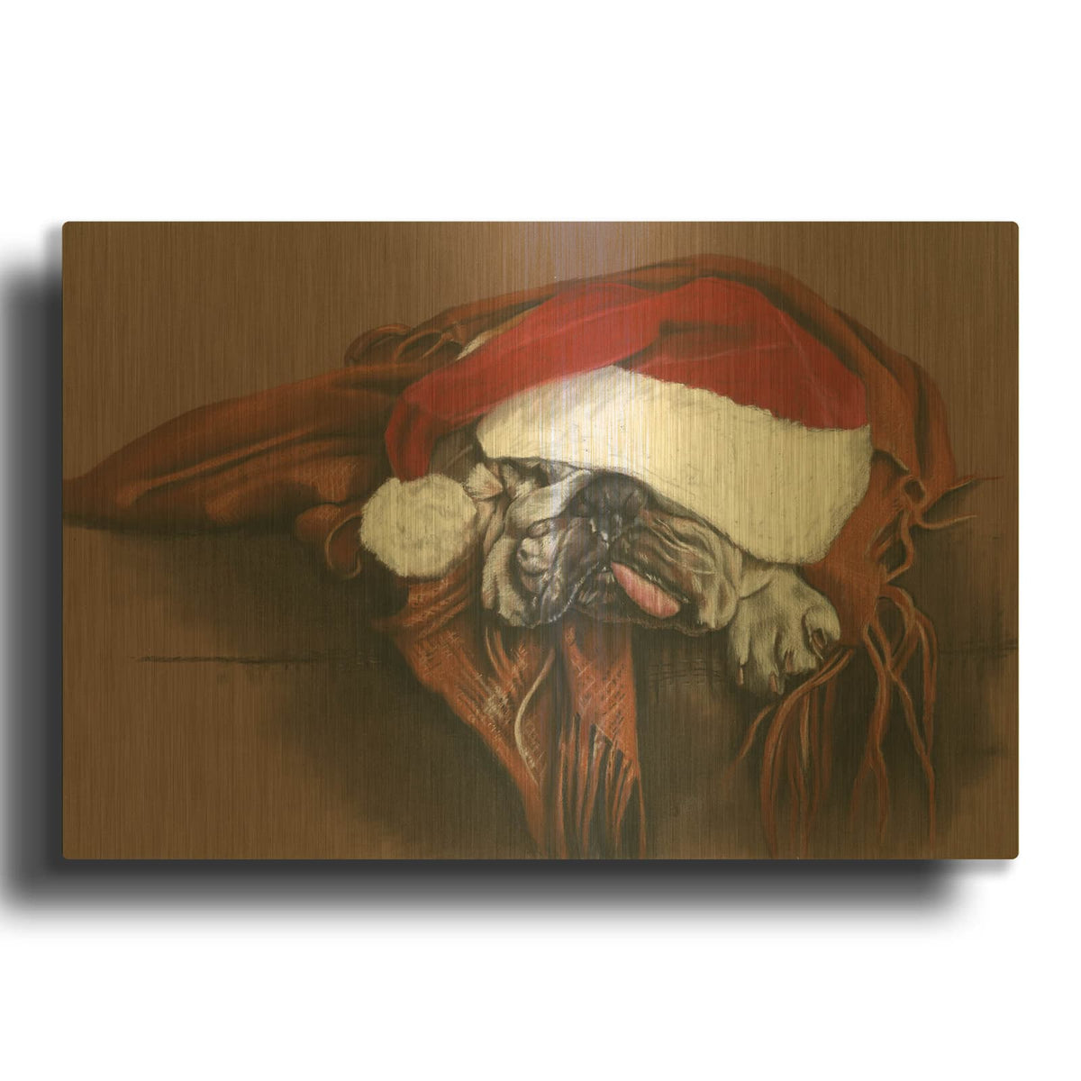 'Overworked Elf' By Barbara Keith Gold Metal Wall Art