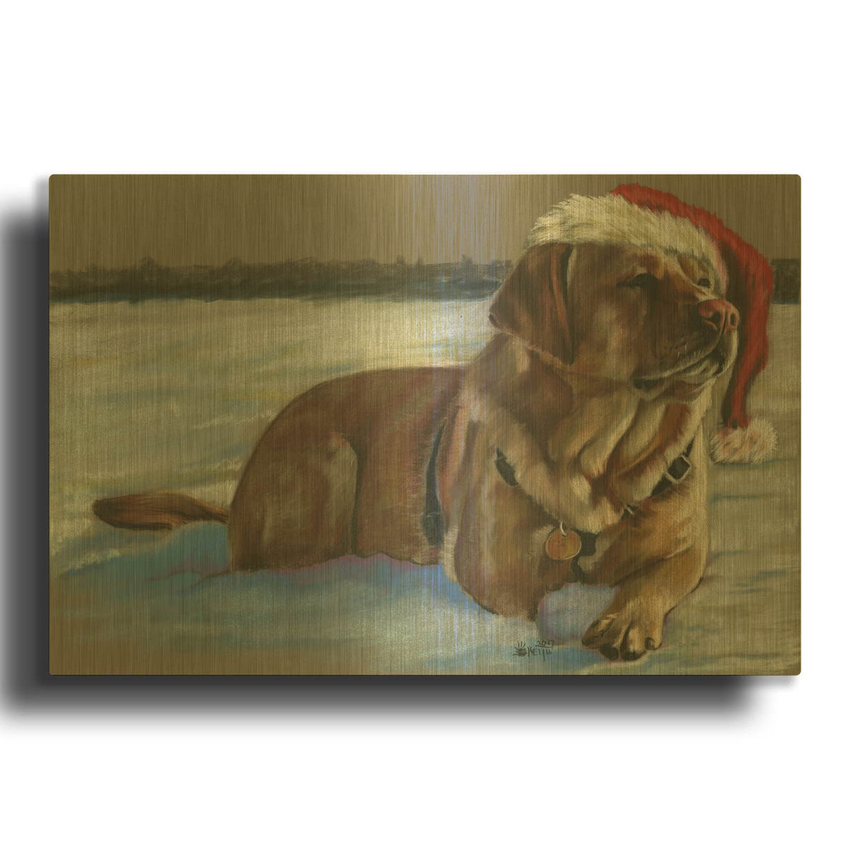 'Santa' By Barbara Keith Gold Metal Wall Art
