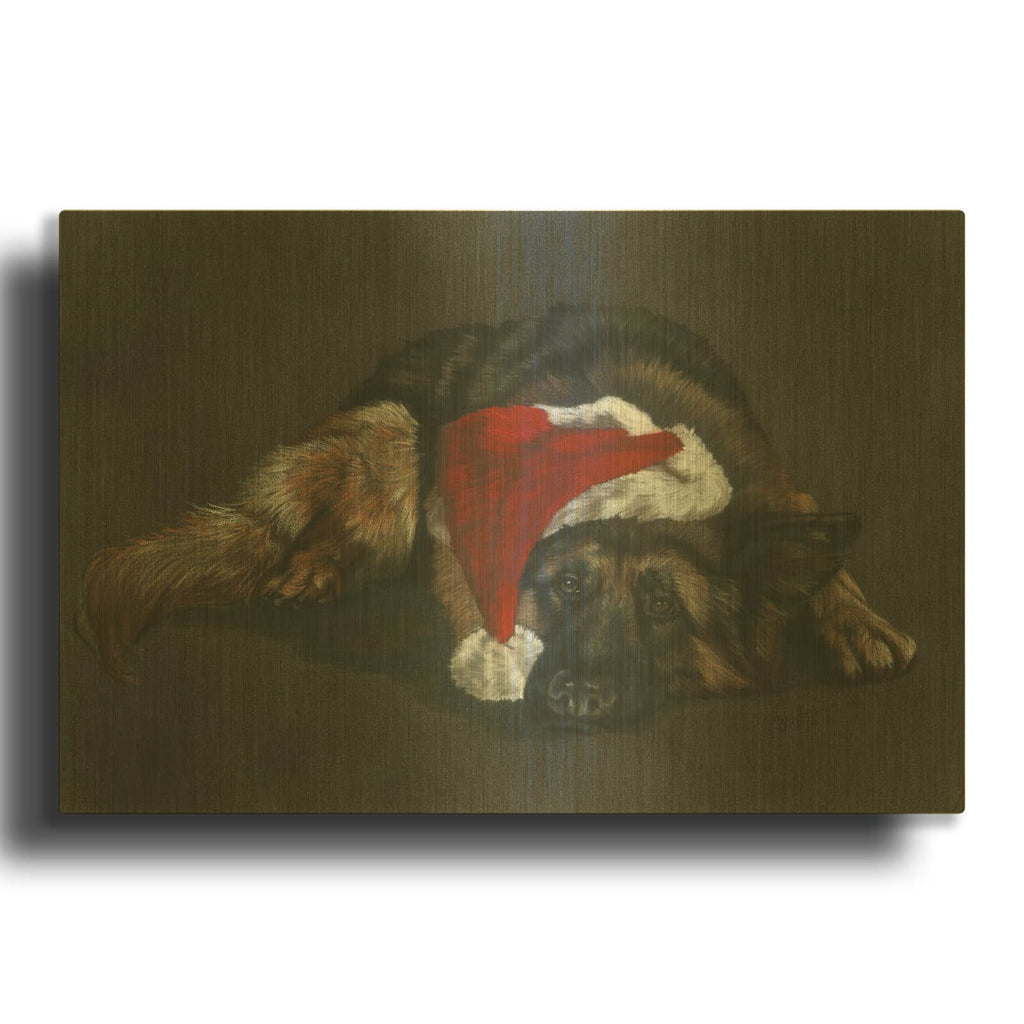 'Weihnachts Hound' By Barbara Keith Gold Metal Wall Art