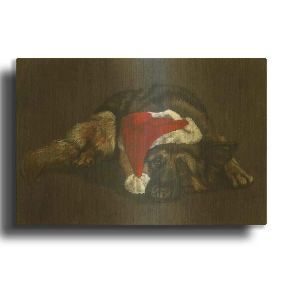 'Weihnachts Hound' By Barbara Keith Gold Metal Wall Art