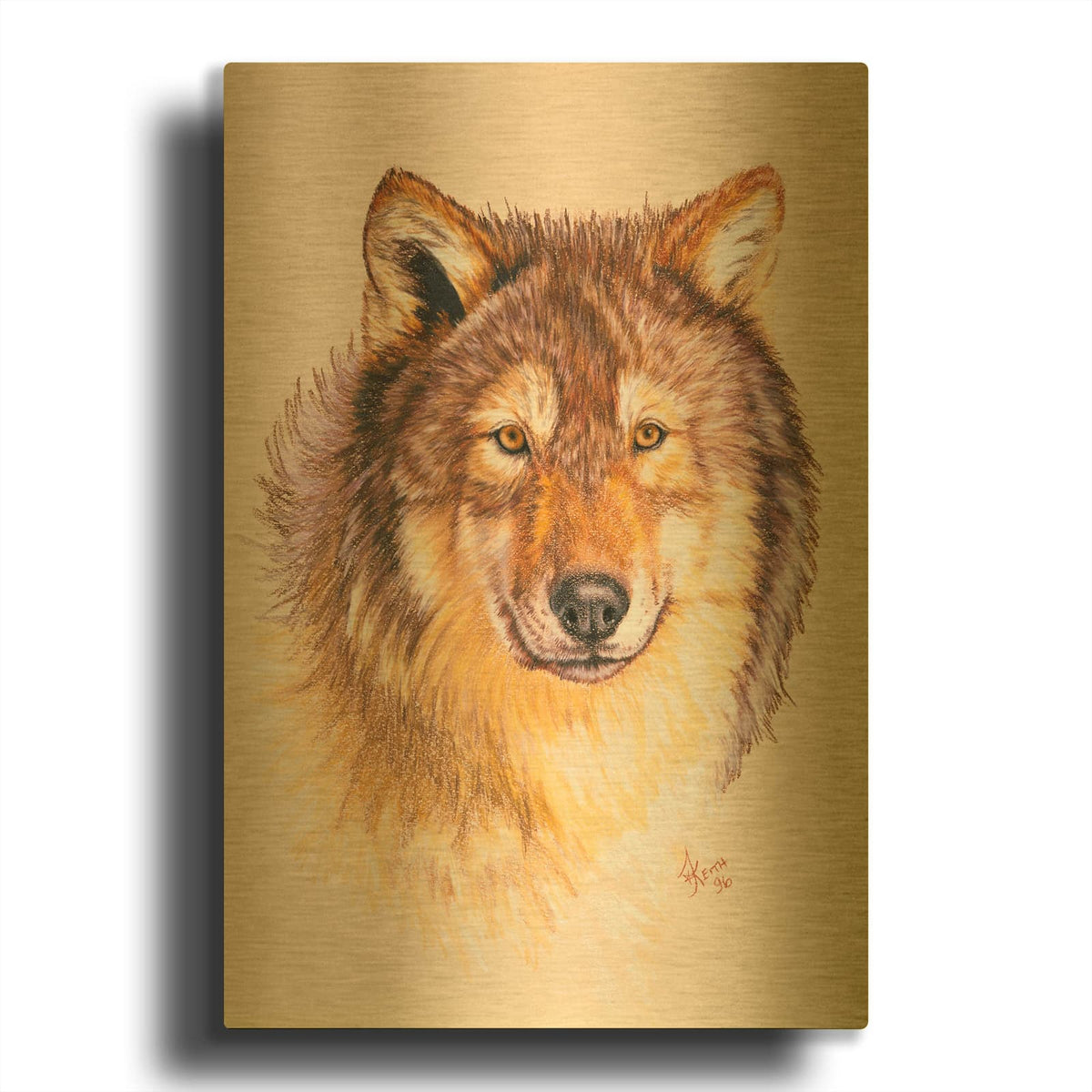 'Lobo' By Barbara Keith Gold Metal Wall Art