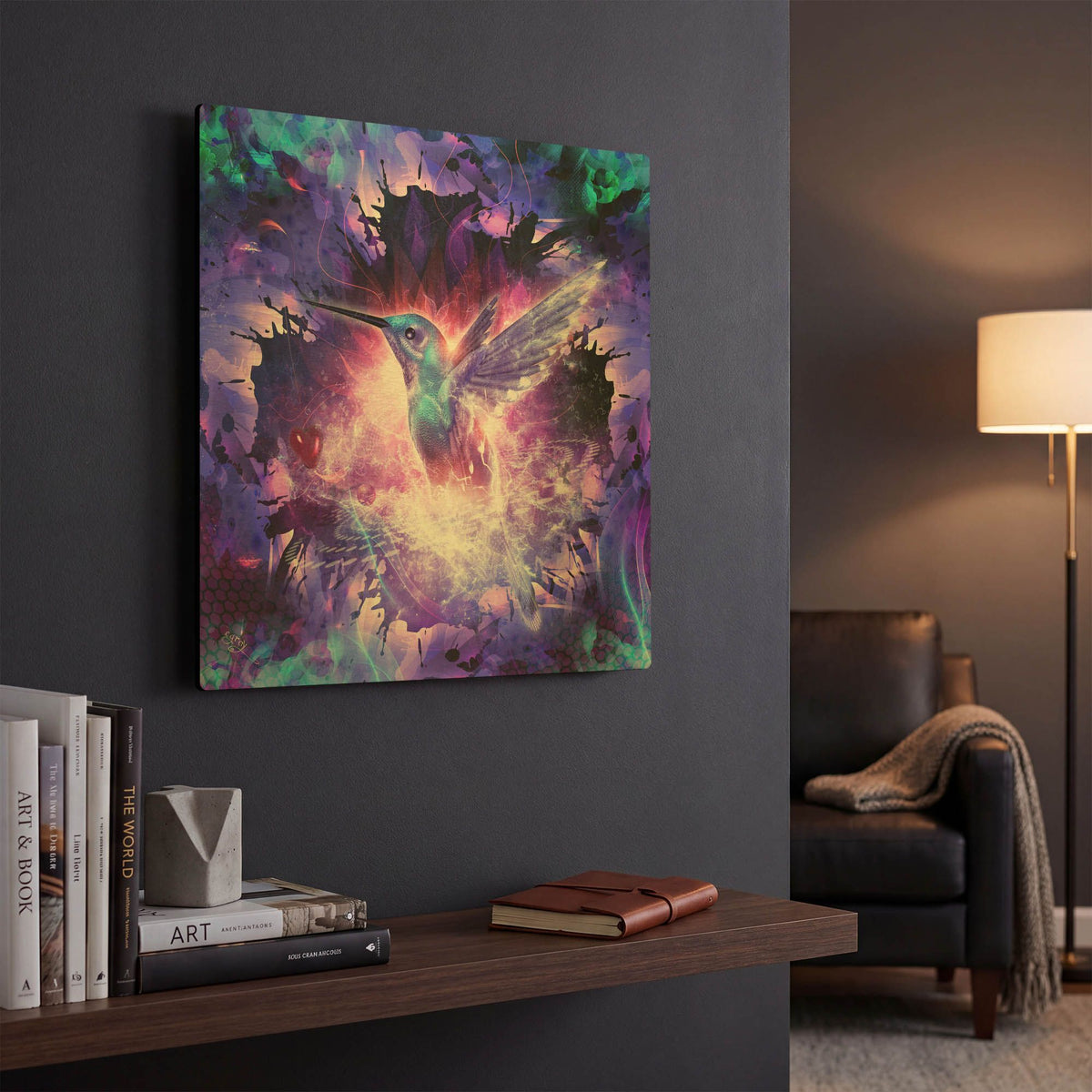 'Hummingbird Love' By Cameron Gray Gold Metal Wall Art