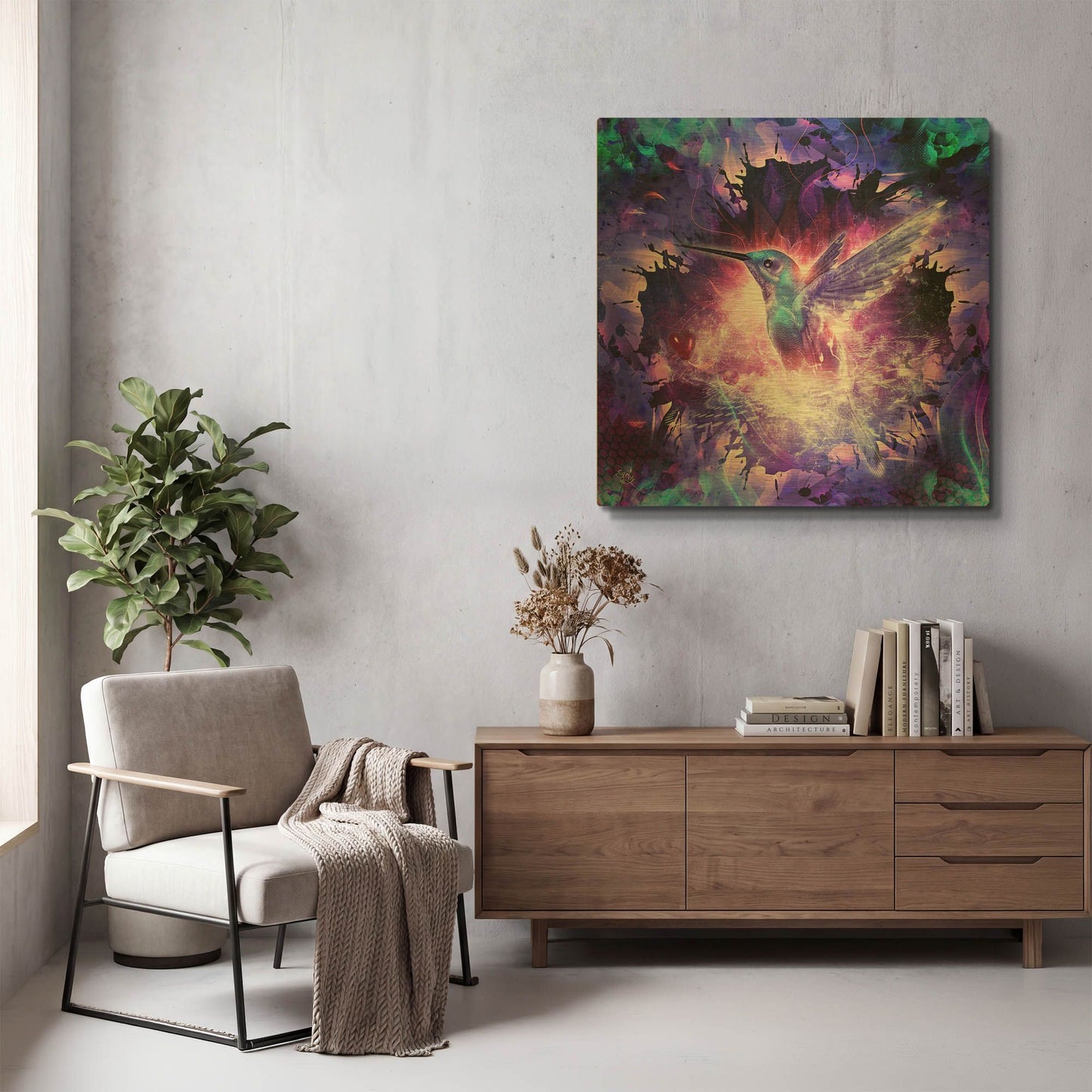 'Hummingbird Love' By Cameron Gray Gold Metal Wall Art