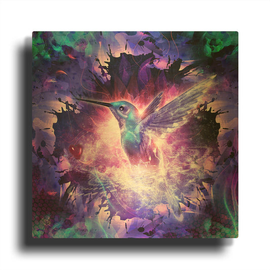'Hummingbird Love' By Cameron Gray Gold Metal Wall Art
