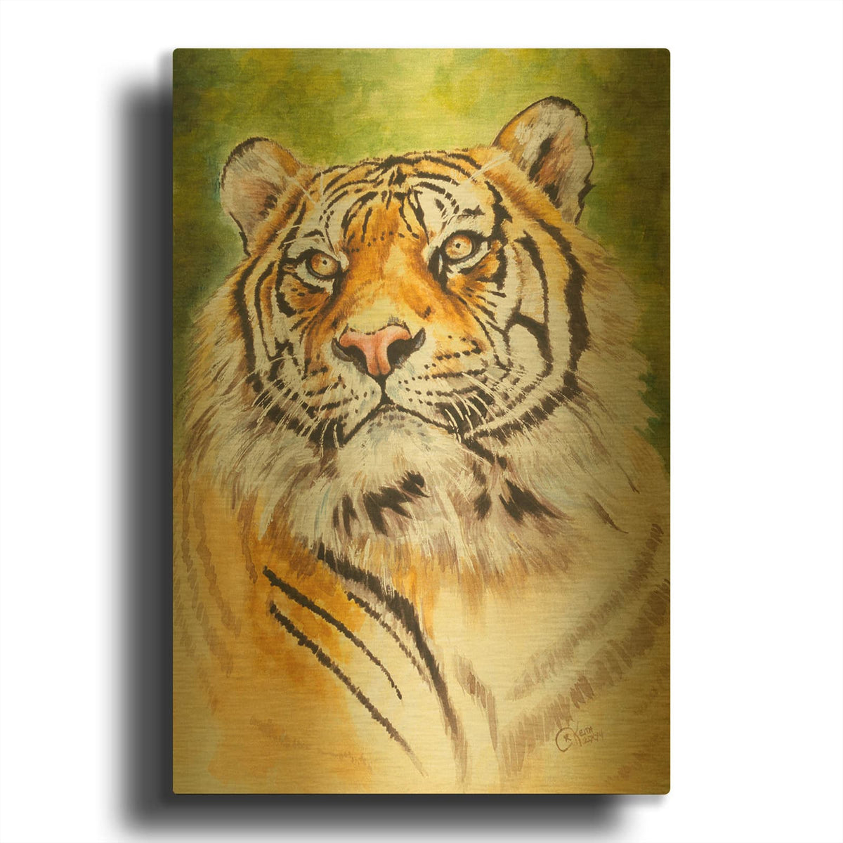 'Sumatran Tiger' By Barbara Keith Gold Metal Wall Art
