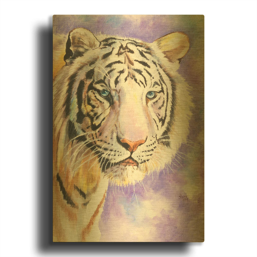'White Tiger' By Barbara Keith Gold Metal Wall Art