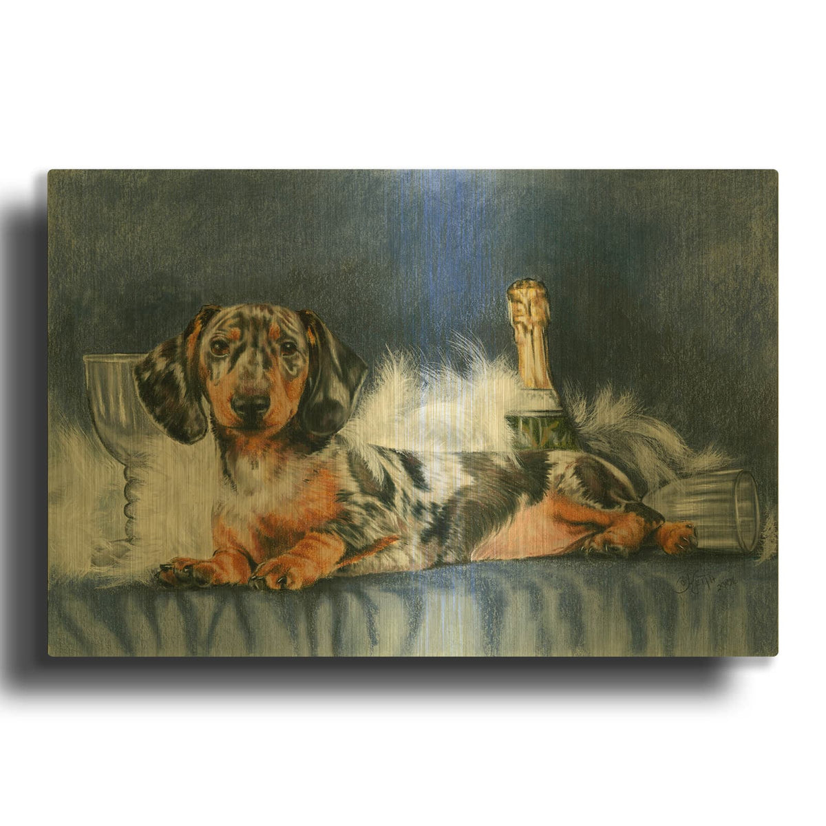 'Happy New Year Without Party Hat' By Barbara Keith Gold Metal Wall Art