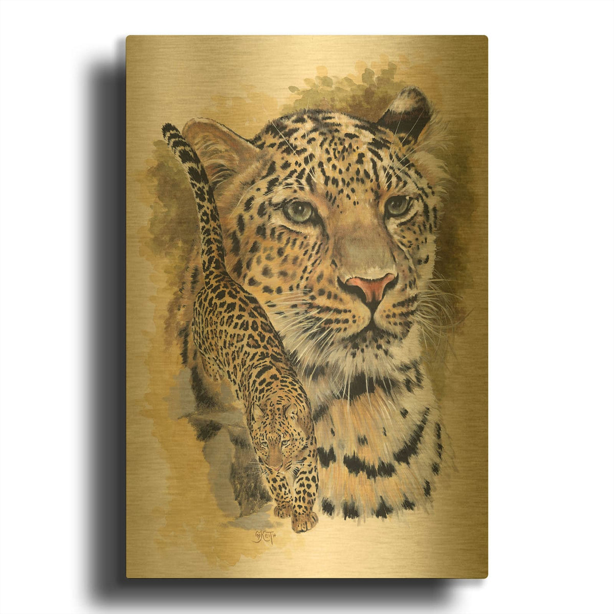 'Felicitous' By Barbara Keith Gold Metal Wall Art