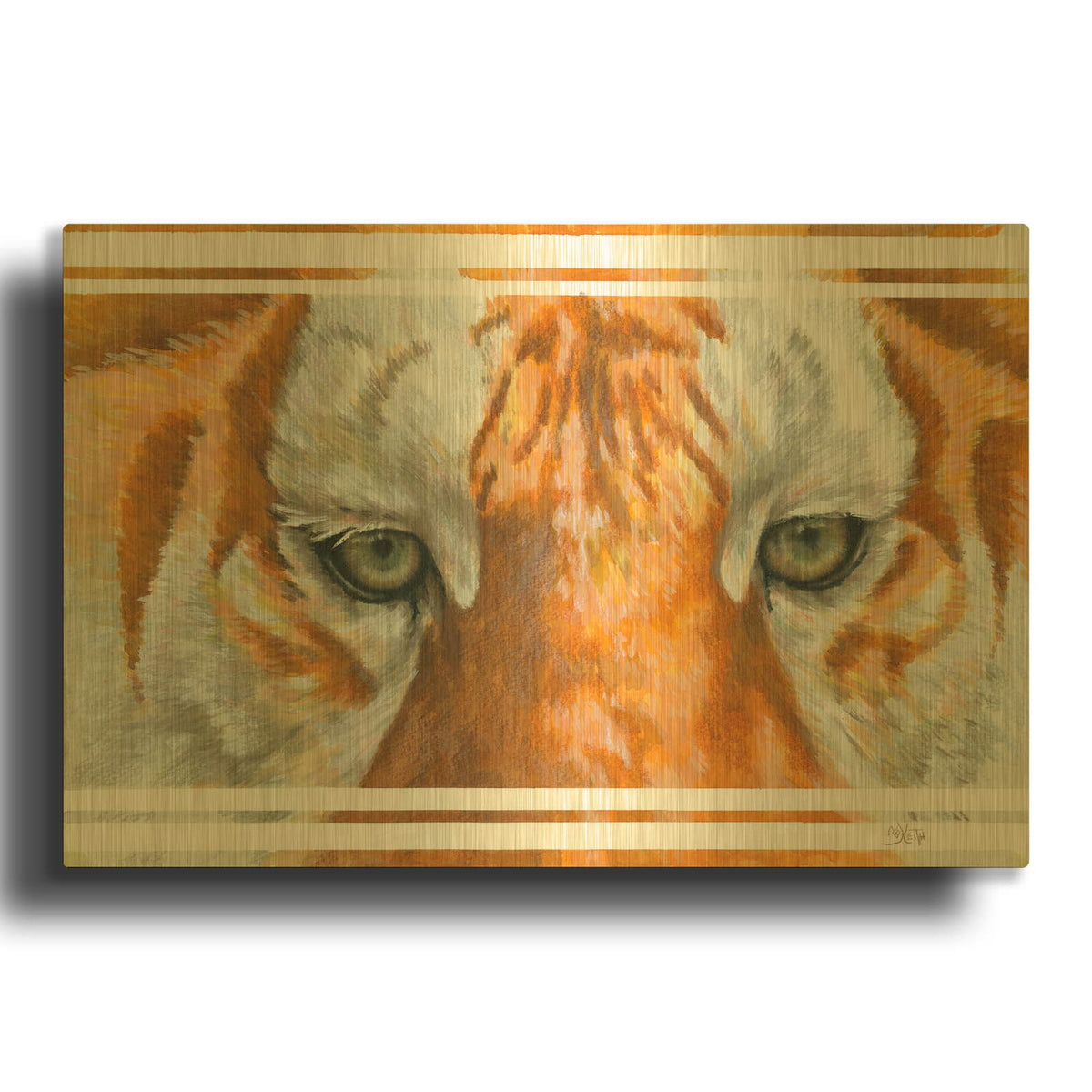 'Eye-Catching Golden Tabby Tiger' By Barbara Keith Gold Metal Wall Art