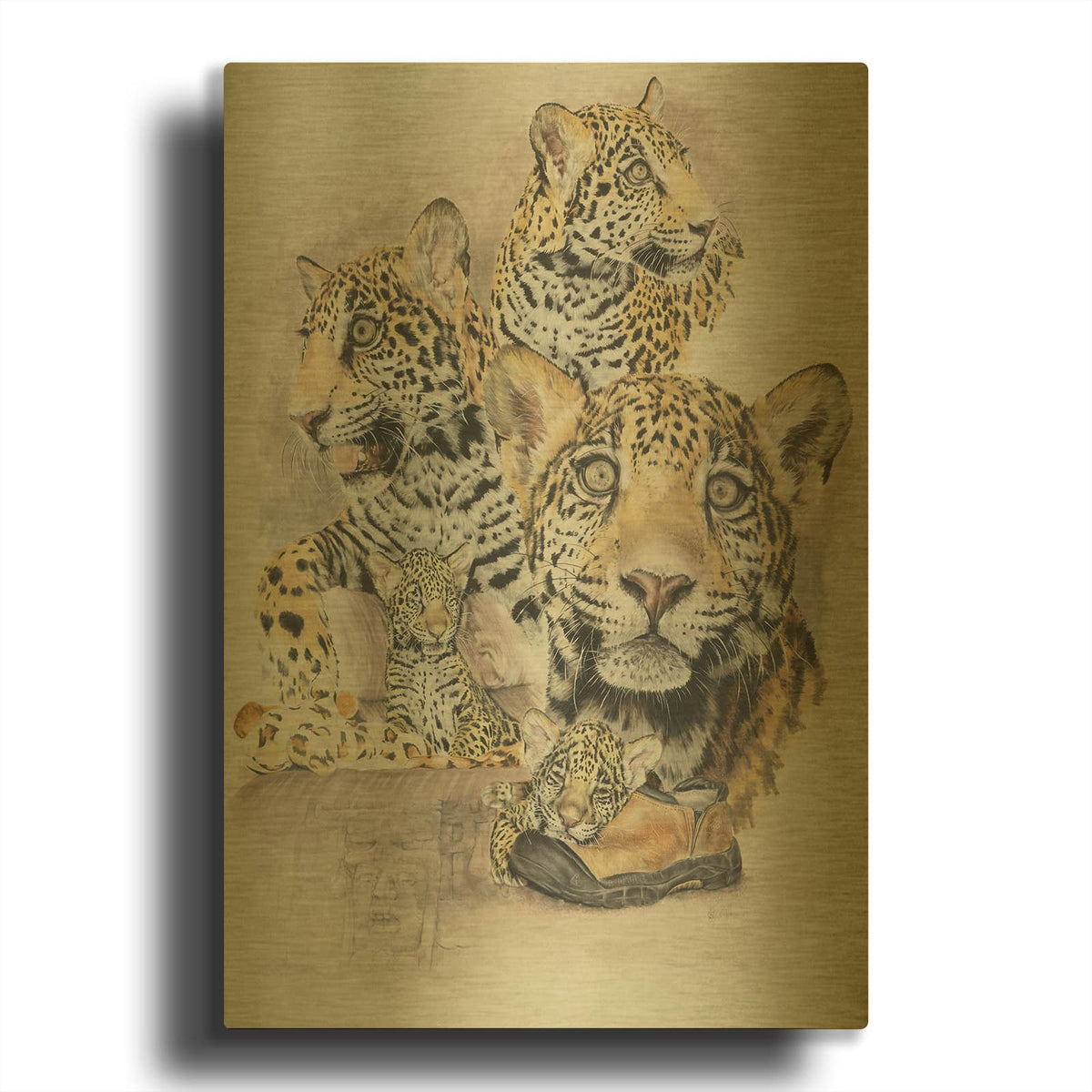 'Jaguars' By Barbara Keith Gold Metal Wall Art
