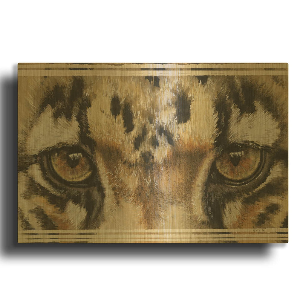 'Eye-Catching Clouded Leopard' By Barbara Keith Gold Metal Wall Art
