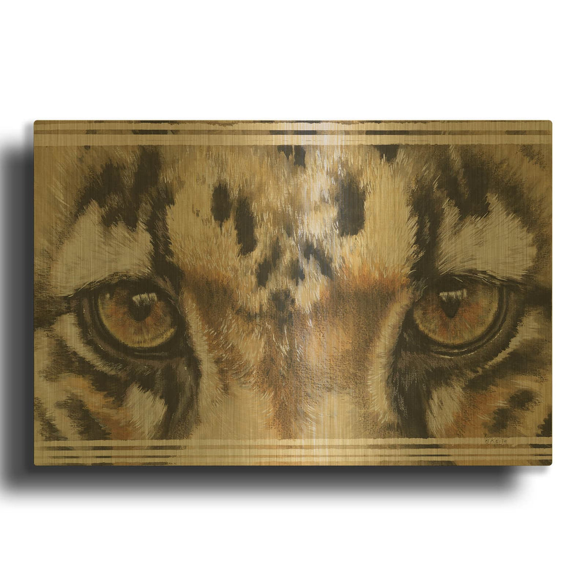 'Eye-Catching Clouded Leopard' By Barbara Keith Gold Metal Wall Art