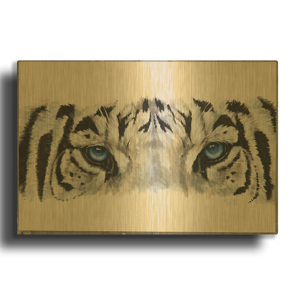 'Eye-Catching White Tiger' By Barbara Keith Gold Metal Wall Art