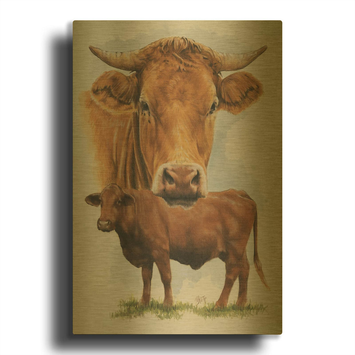 'Guernsey Cow' By Barbara Keith Gold Metal Wall Art