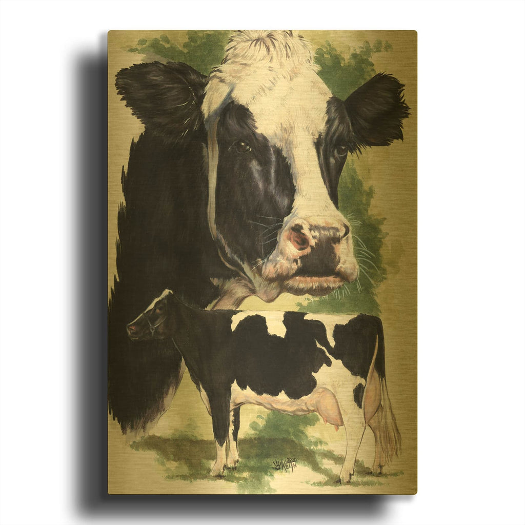 'Holstein Cow' By Barbara Keith Gold Metal Wall Art