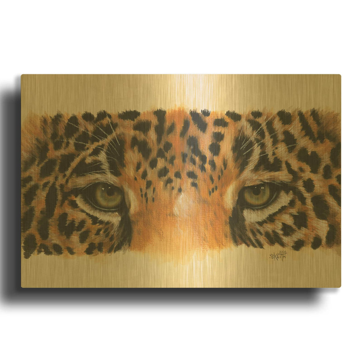 'Eye-Catching Jaguar' By Barbara Keith Gold Metal Wall Art