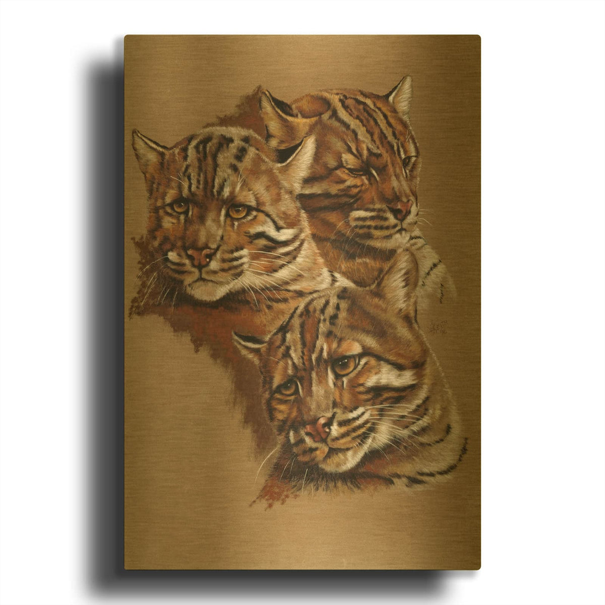 'Fire Cat' By Barbara Keith Gold Metal Wall Art