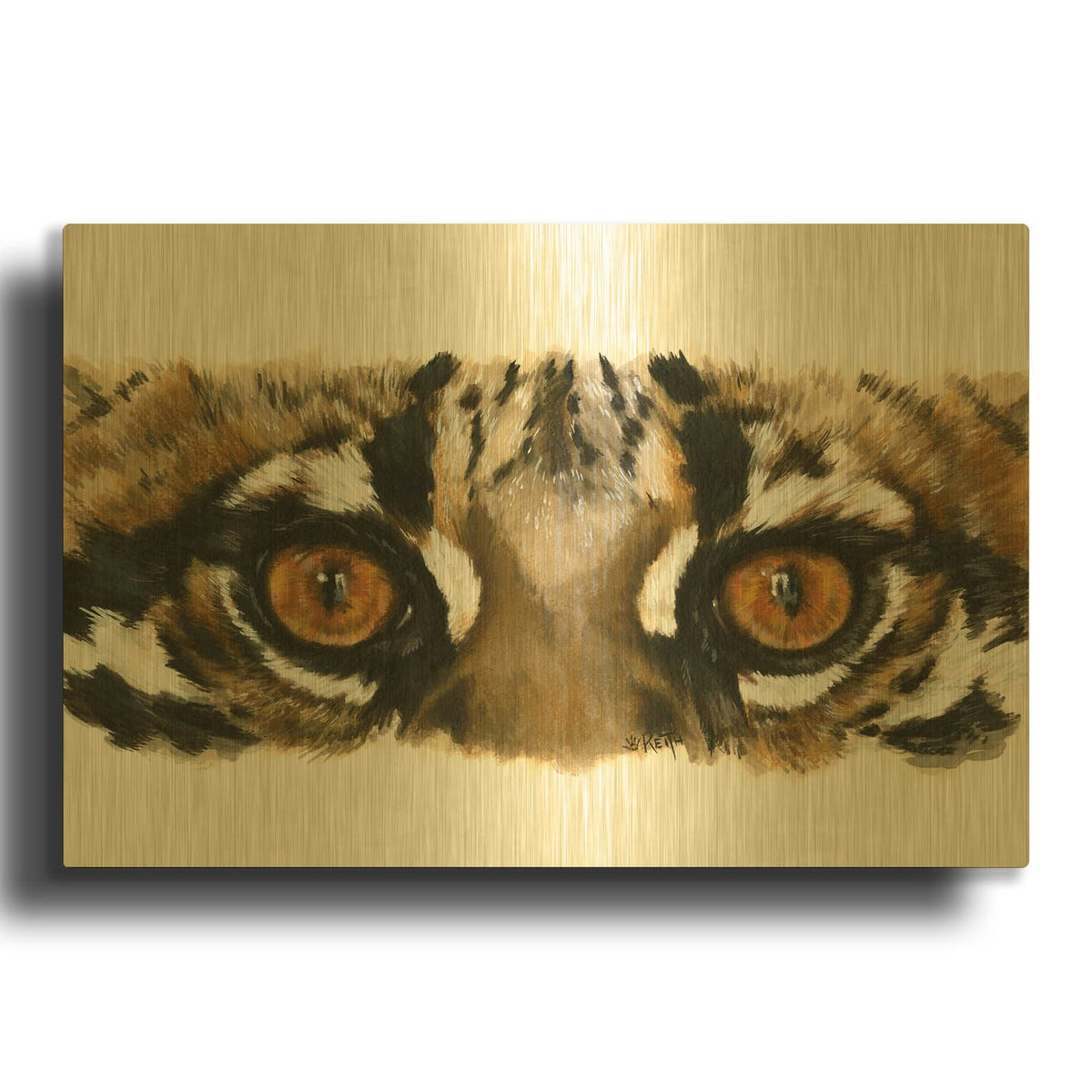 'Eye Catching Ocelot' By Barbara Keith Gold Metal Wall Art