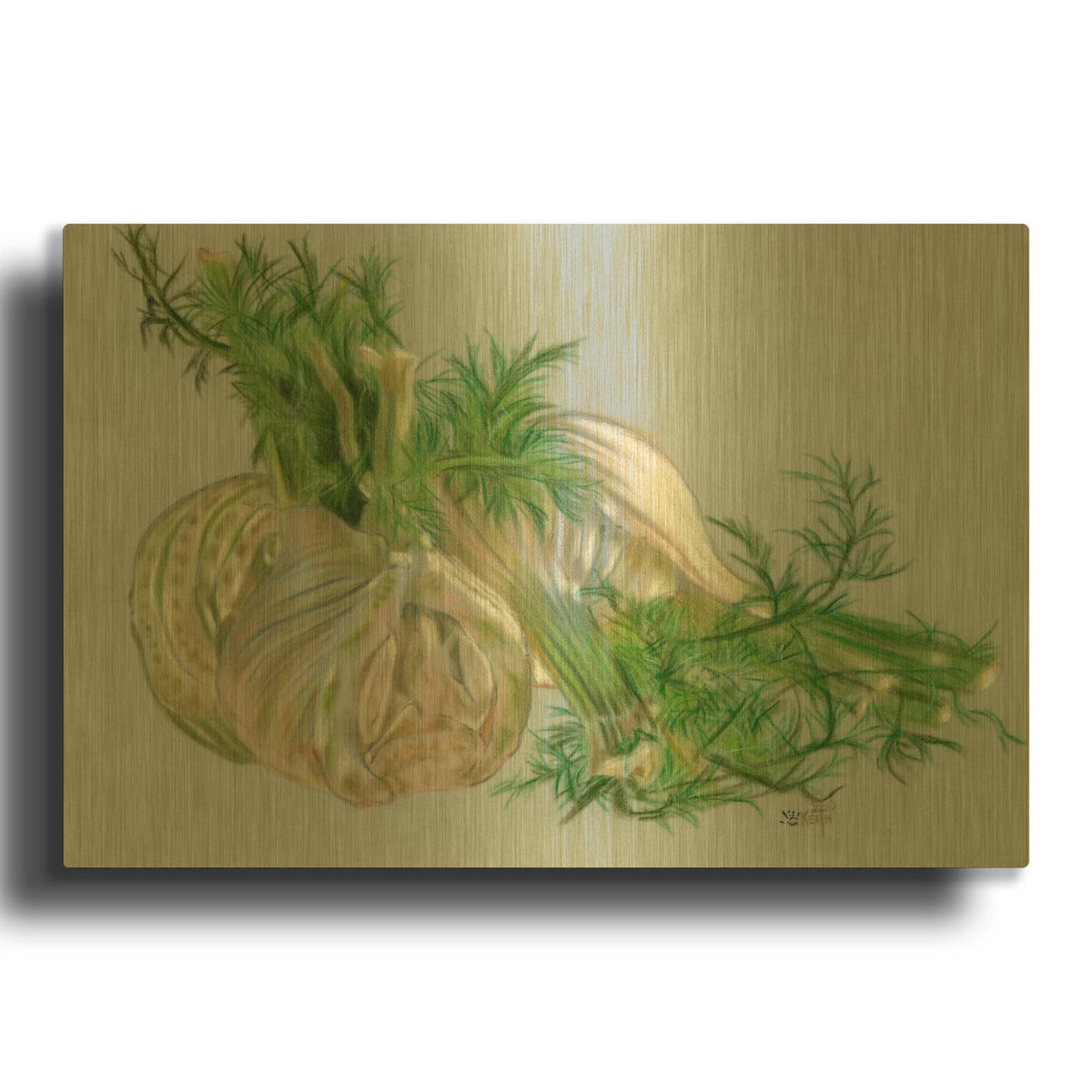 'Fennel' By Barbara Keith Gold Metal Wall Art