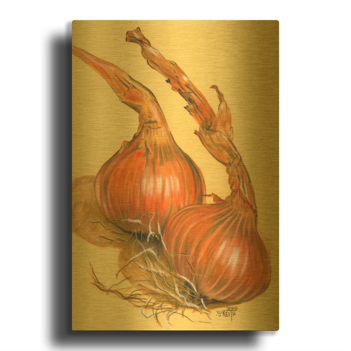 'Spanish Onions' By Barbara Keith Gold Metal Wall Art