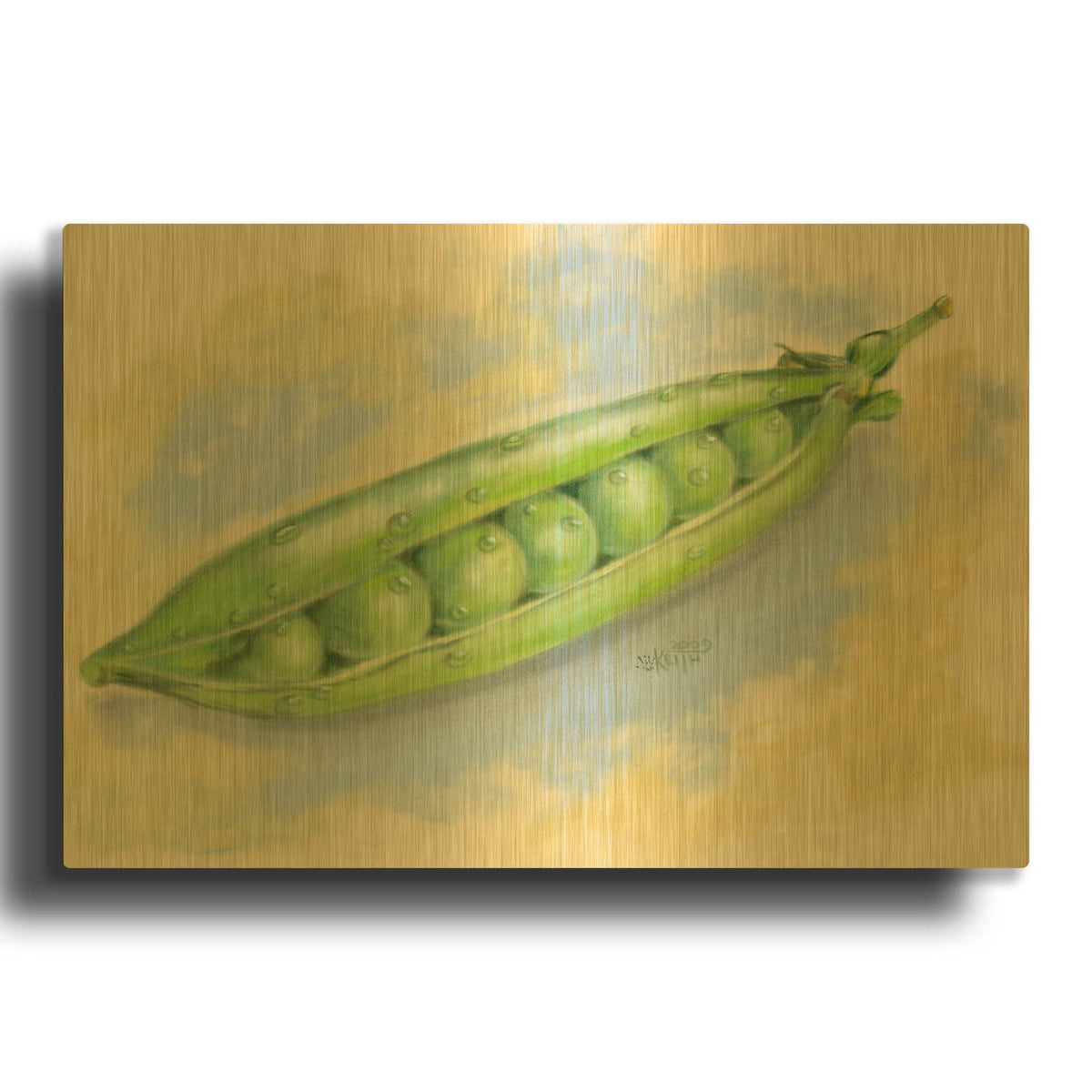 'Sugar Snap Peas' By Barbara Keith Gold Metal Wall Art