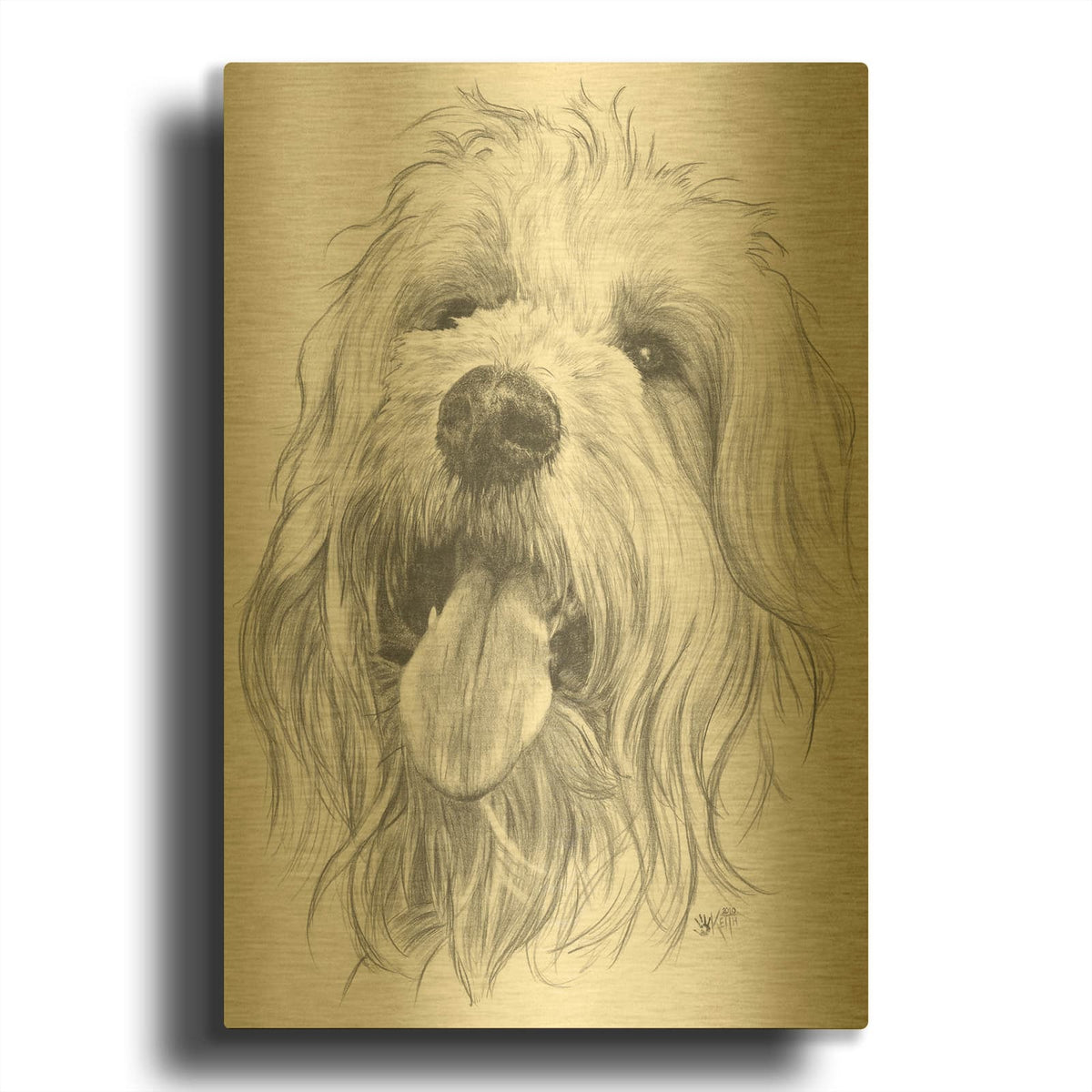 'Goldendootle' By Barbara Keith Gold Metal Wall Art