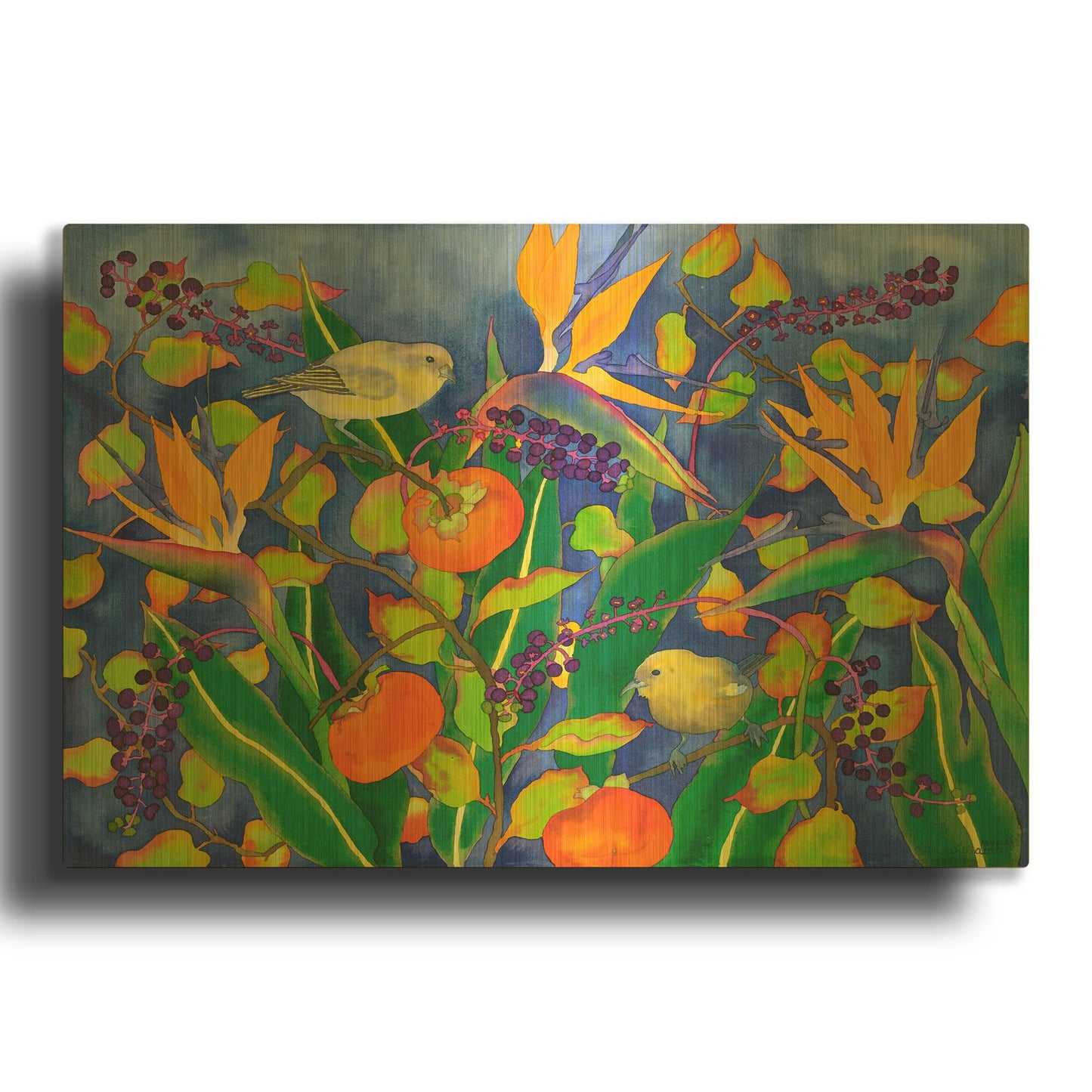 'Amakihi Delight' By Carissa Luminess Gold Metal Wall Art