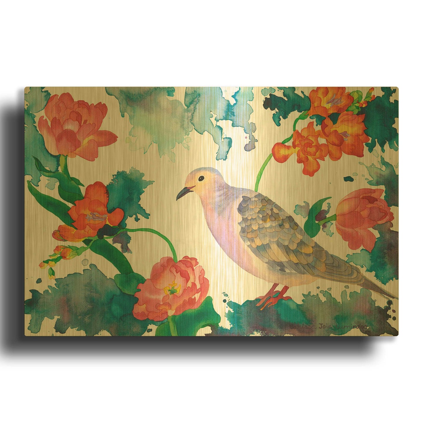 'Peace Dove' By Carissa Luminess Gold Metal Wall Art