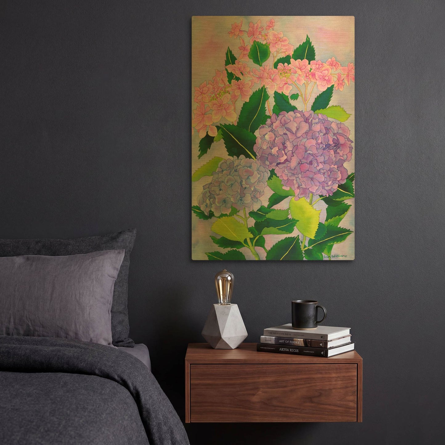 'Hydrangea Wonder' By Carissa Luminess Gold Metal Wall Art
