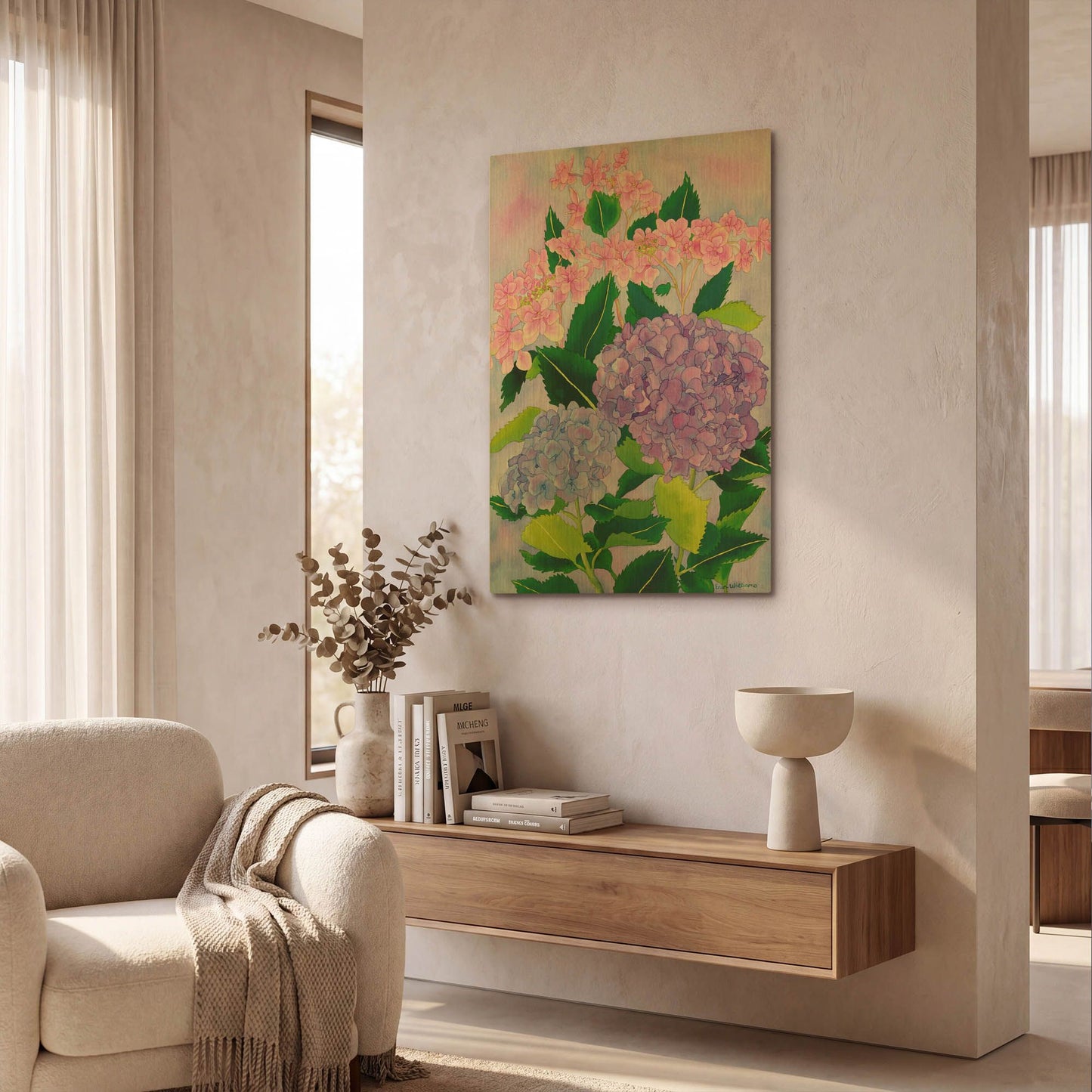 'Hydrangea Wonder' By Carissa Luminess Gold Metal Wall Art