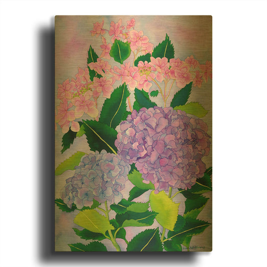 'Hydrangea Wonder' By Carissa Luminess Gold Metal Wall Art