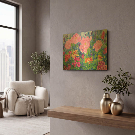 'Peony Magic' By Carissa Luminess Gold Metal Wall Art