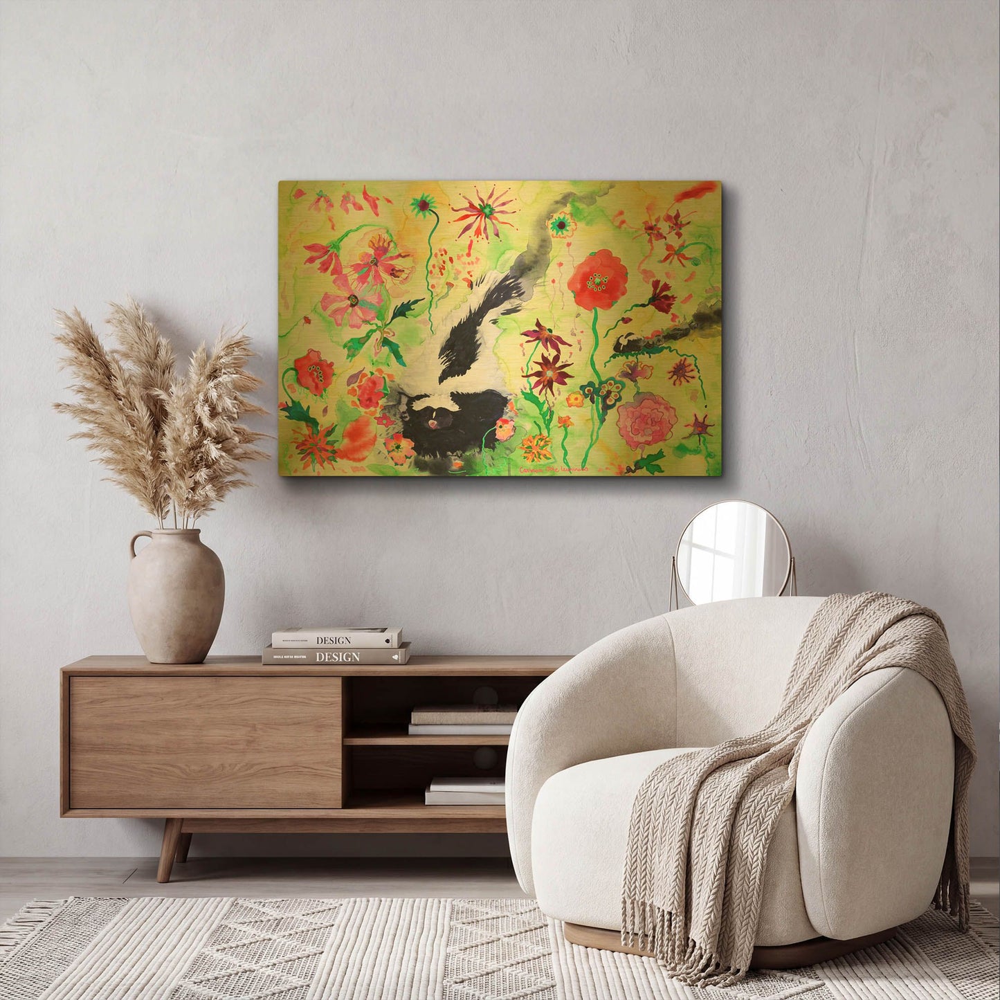 'Skunk' By Carissa Luminess Gold Metal Wall Art