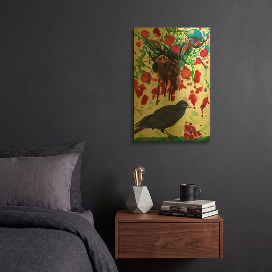 'Crow' By Carissa Luminess Gold Metal Wall Art