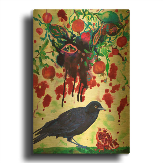 'Crow' By Carissa Luminess Gold Metal Wall Art