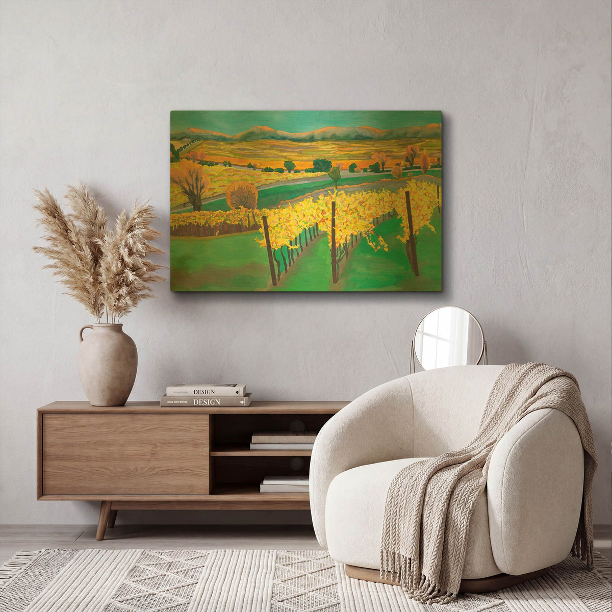 'Autumn Vineyard' By Carissa Luminess Gold Metal Wall Art