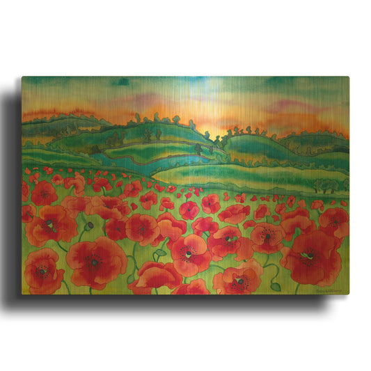 'Magical Poppy Field' By Carissa Luminess Gold Metal Wall Art