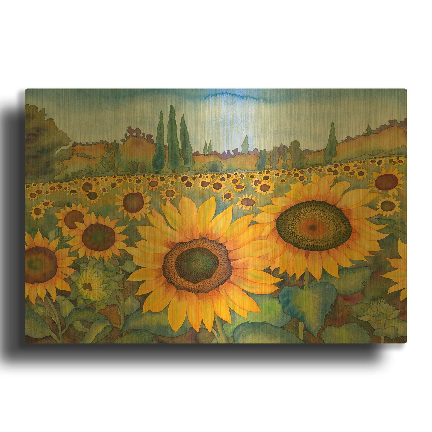 'Sunflower Fields' By Carissa Luminess Gold Metal Wall Art