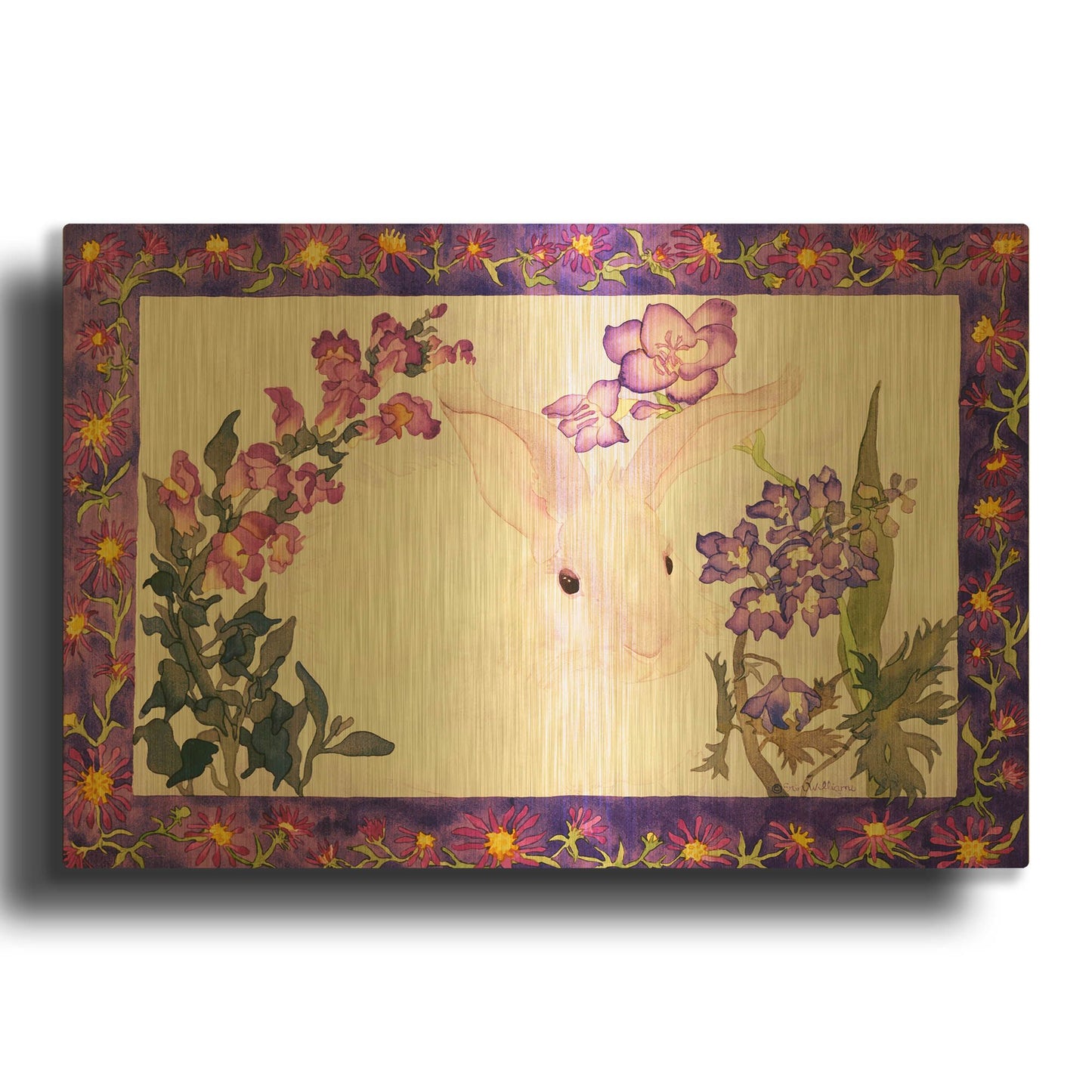 'Aster Bunny' By Carissa Luminess Gold Metal Wall Art